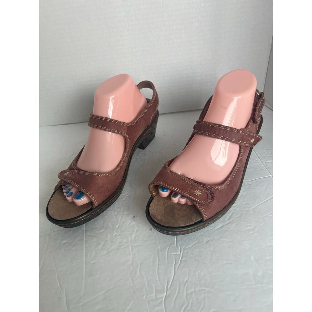 KLOGS Leather Pink Brown Harbor Adj Wedge Slip Resistant‎ Comfort Sandals 9.5